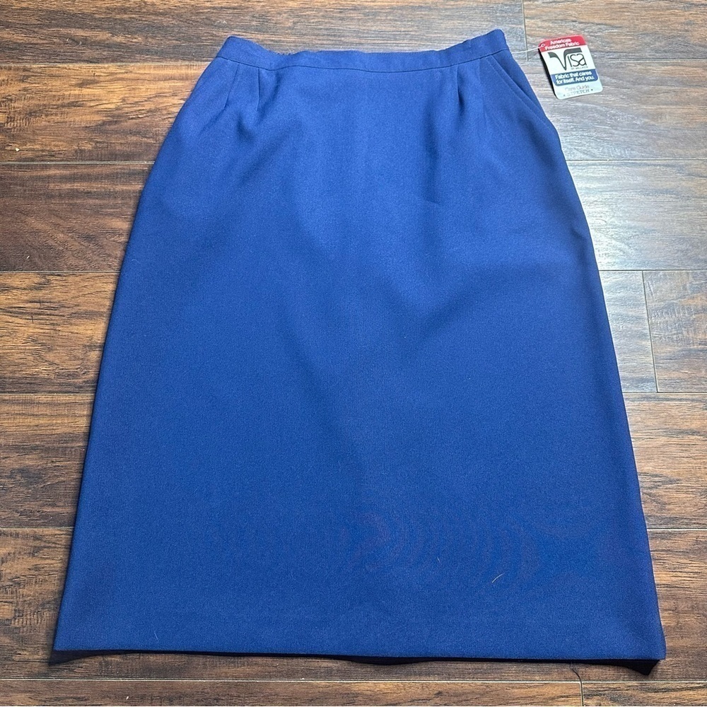 VTG Blue Elastic Waist Pencil Midi Work Utility Skirt